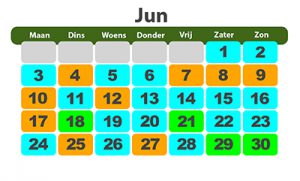 Kalender juni spoeddienst Dierenziekenhuis Drachten